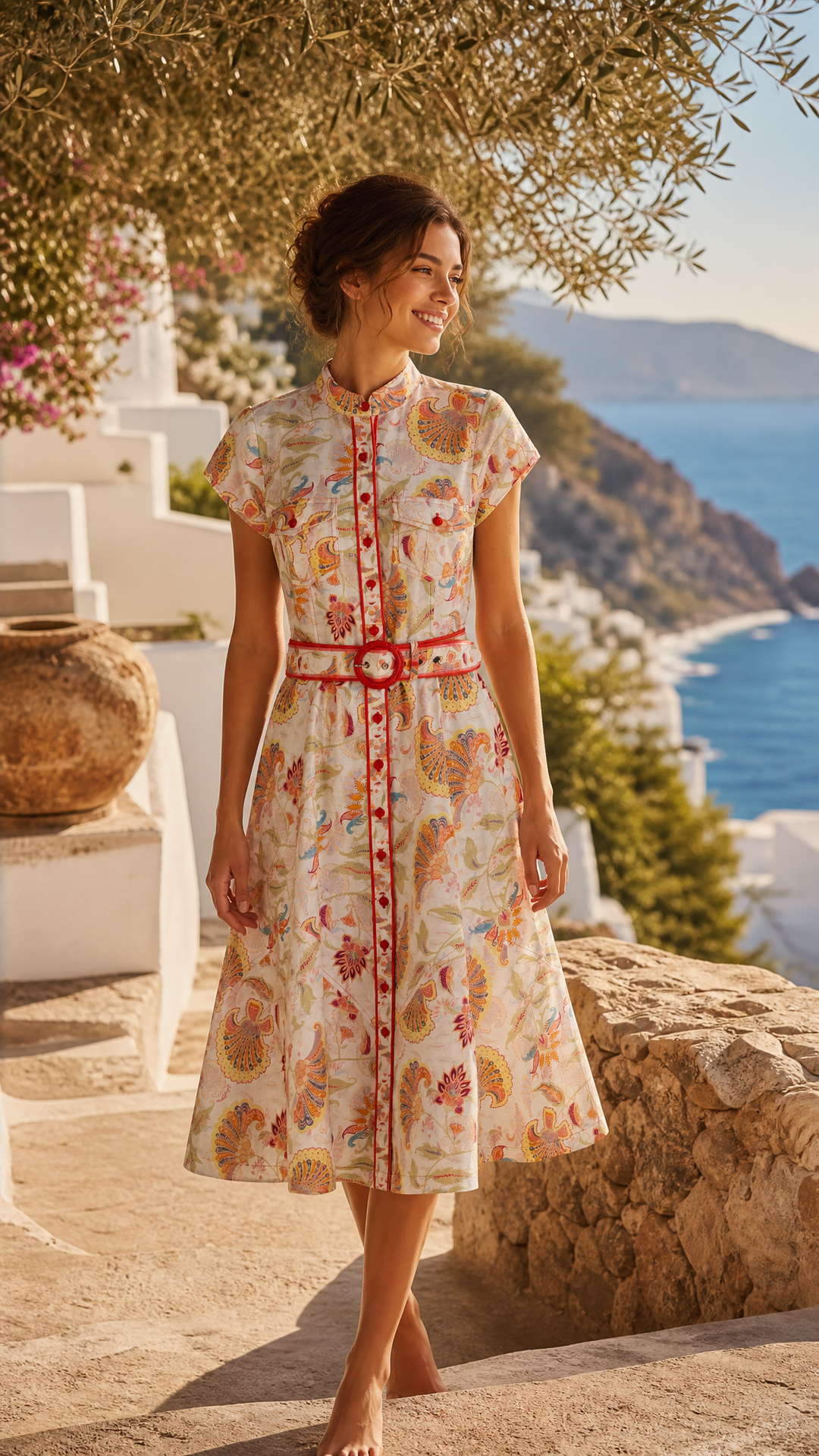 Cap Sleeve Midi Dress in Summer Florentine