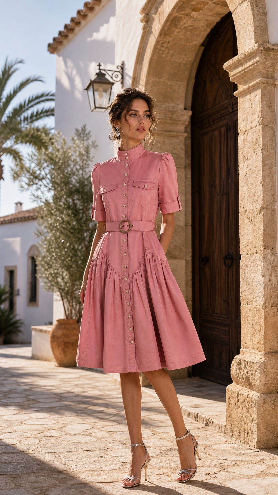 Utility Midi Dress in Dusk Pink