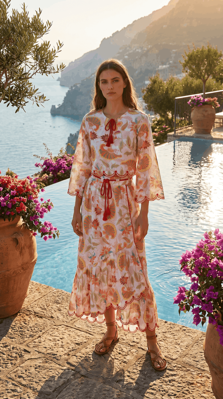 Banded Wrap Skirt in Summer Florentine