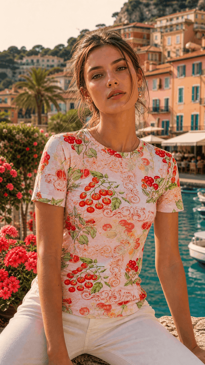 Graphic Tee in Sardinia Tomato Medley