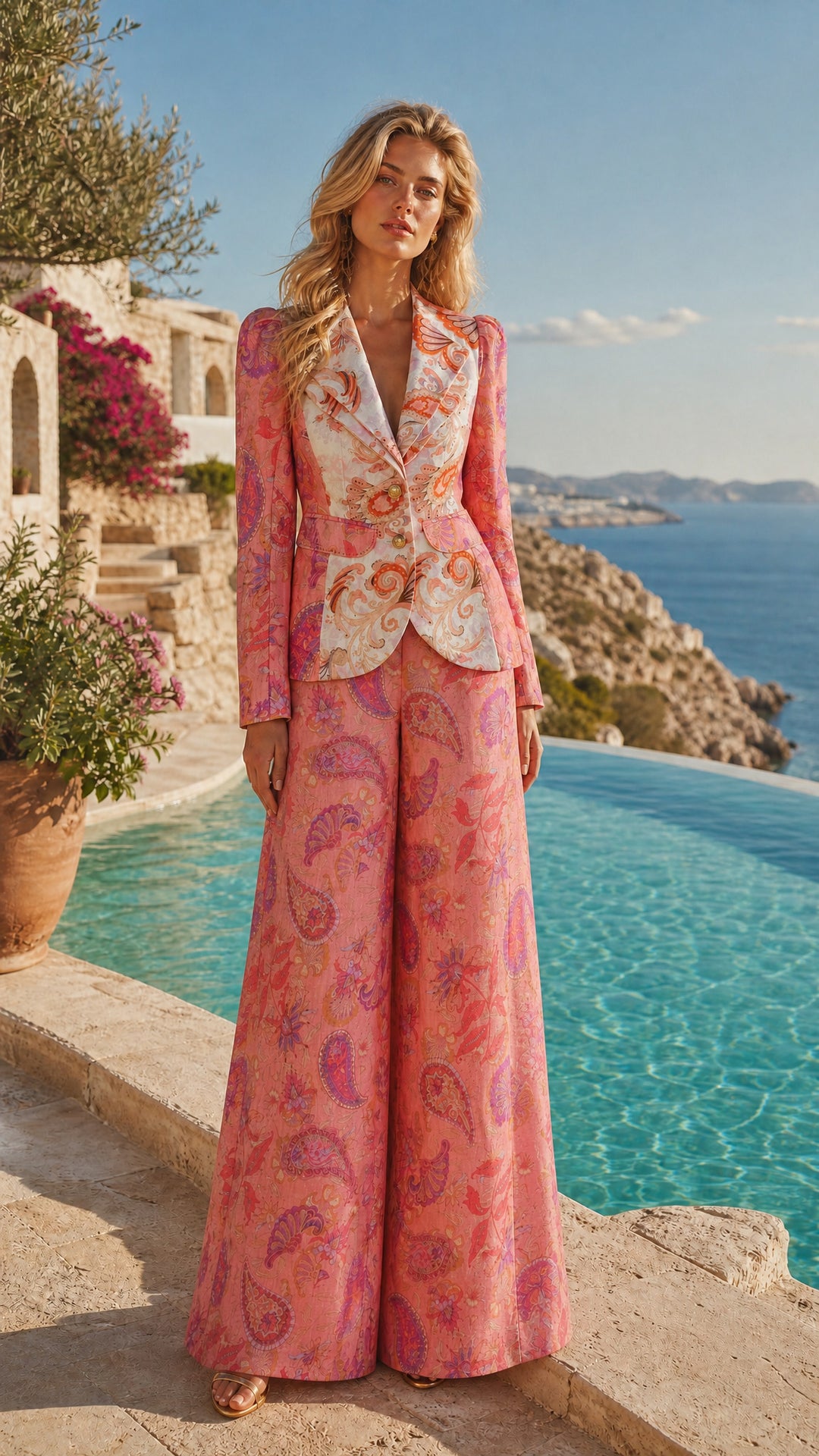 Wide Palazzo Pant in Rose Reverie