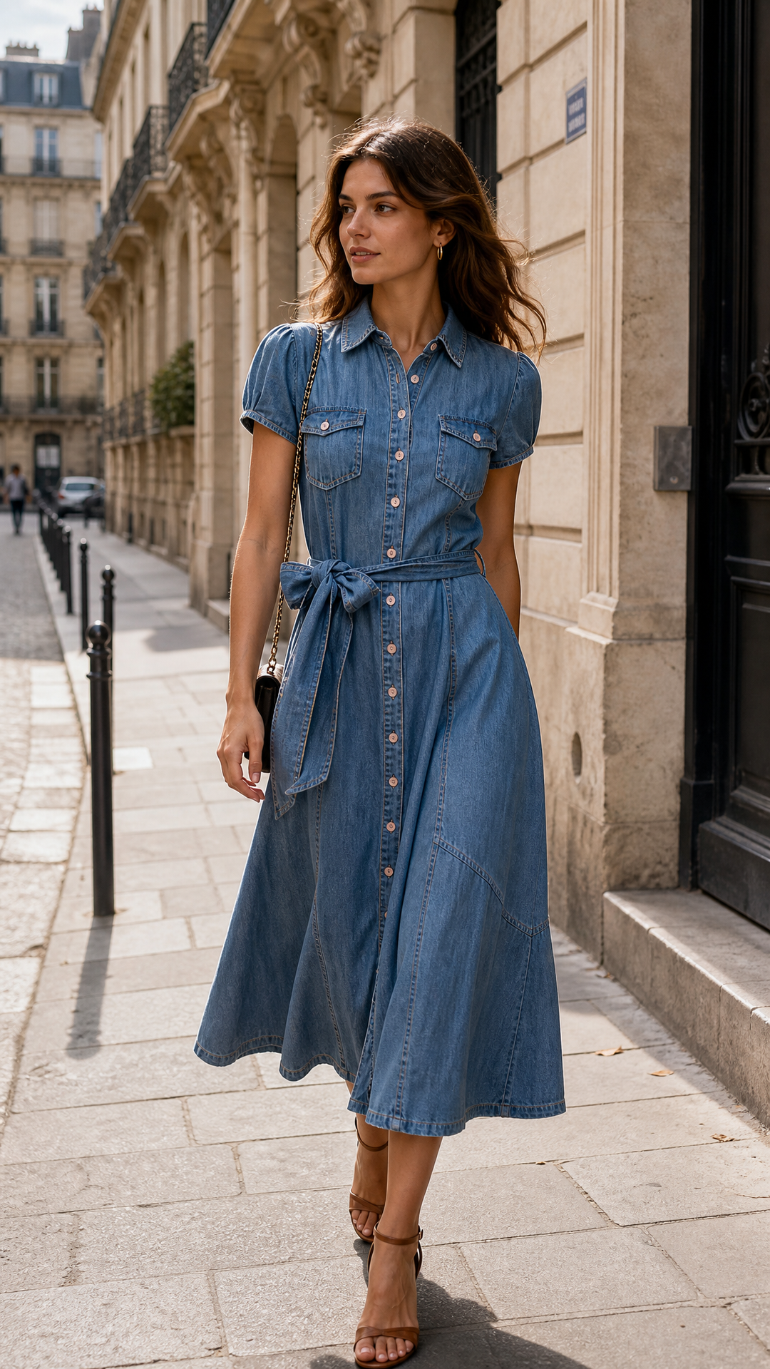 Cap Sleeve Denim Dress in Light Wash