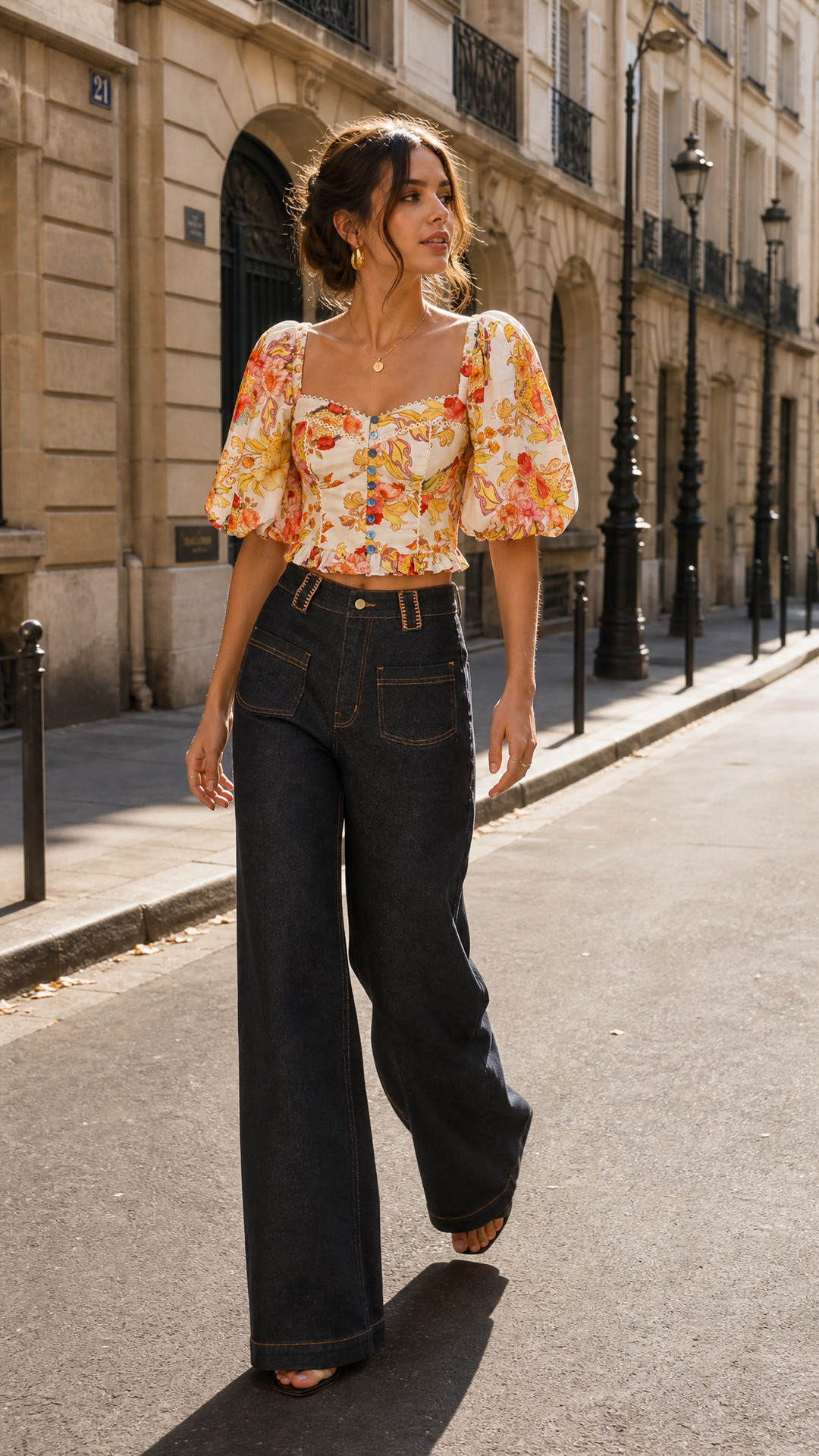 Embroidered Straight Leg Jean in Dark Wash