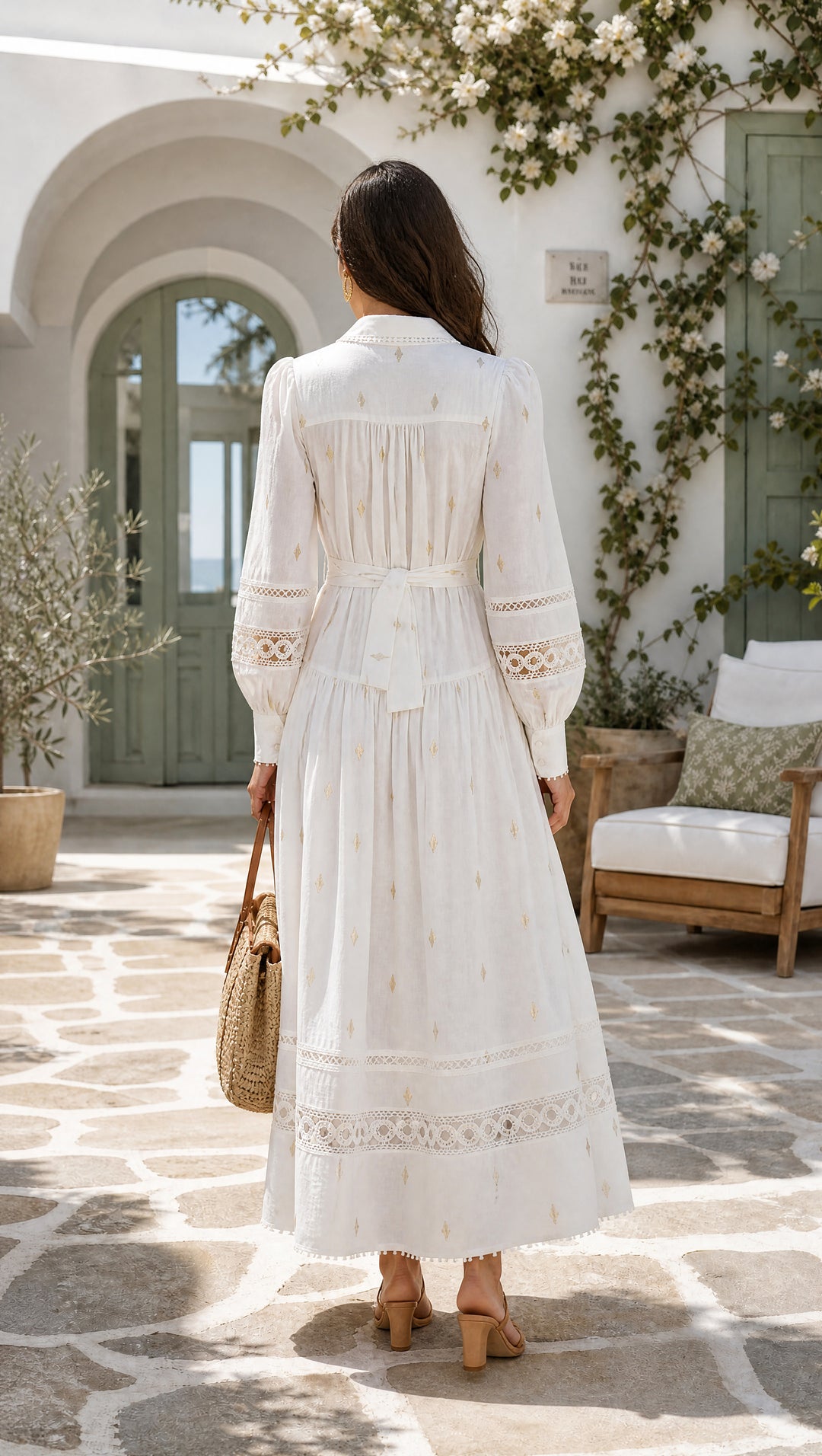 Trench Maxi Dress in Off White