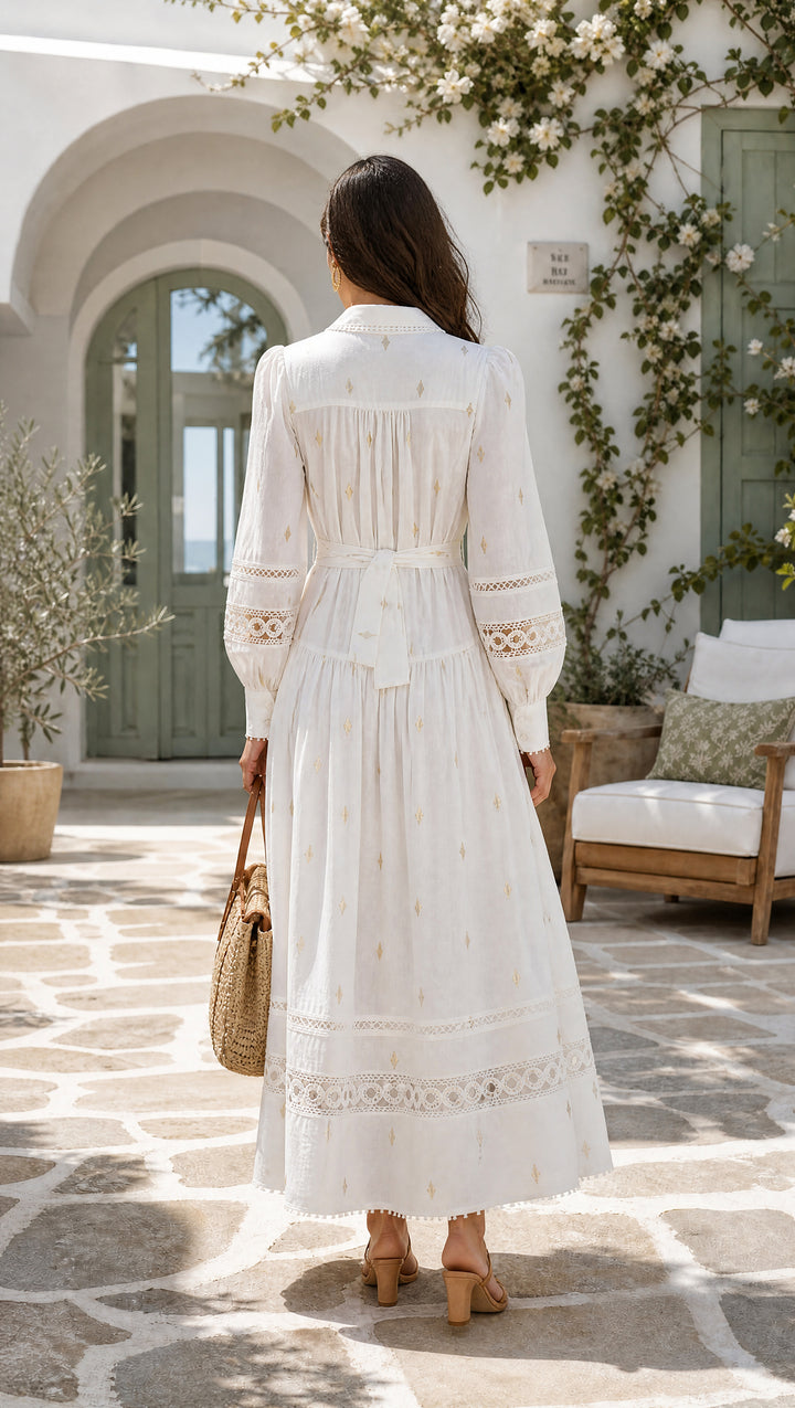 Trench Maxi Dress in Off White