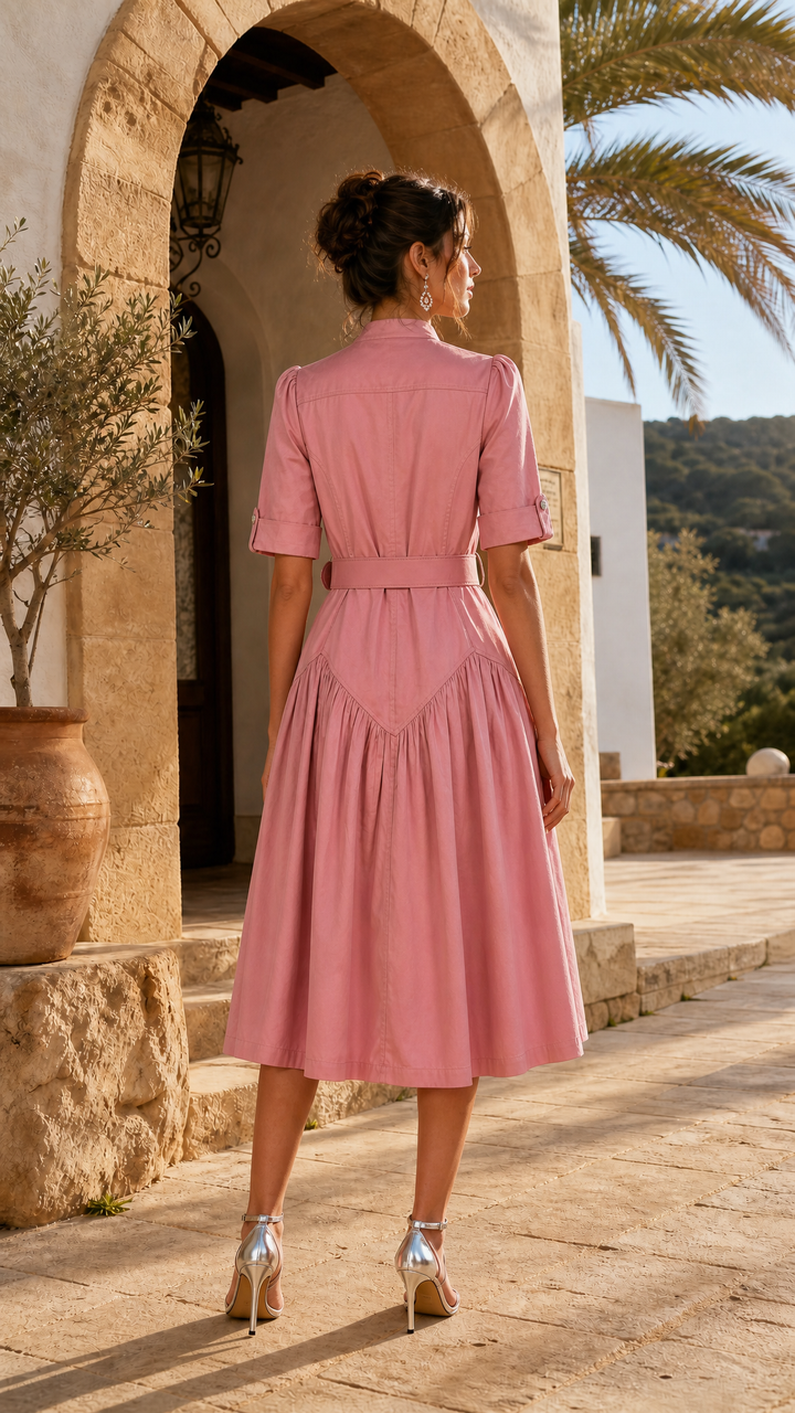 Utility Midi Dress in Dusk Pink
