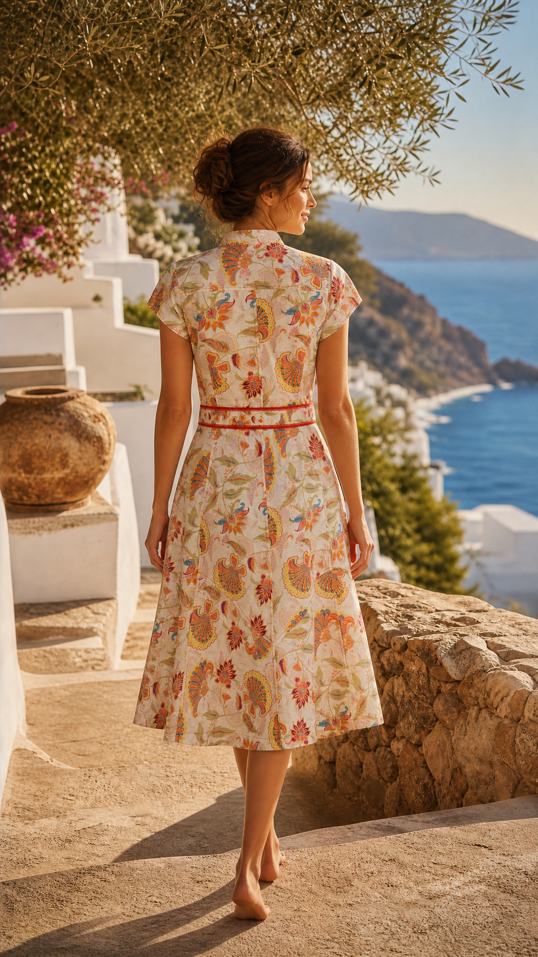 Cap Sleeve Midi Dress in Summer Florentine
