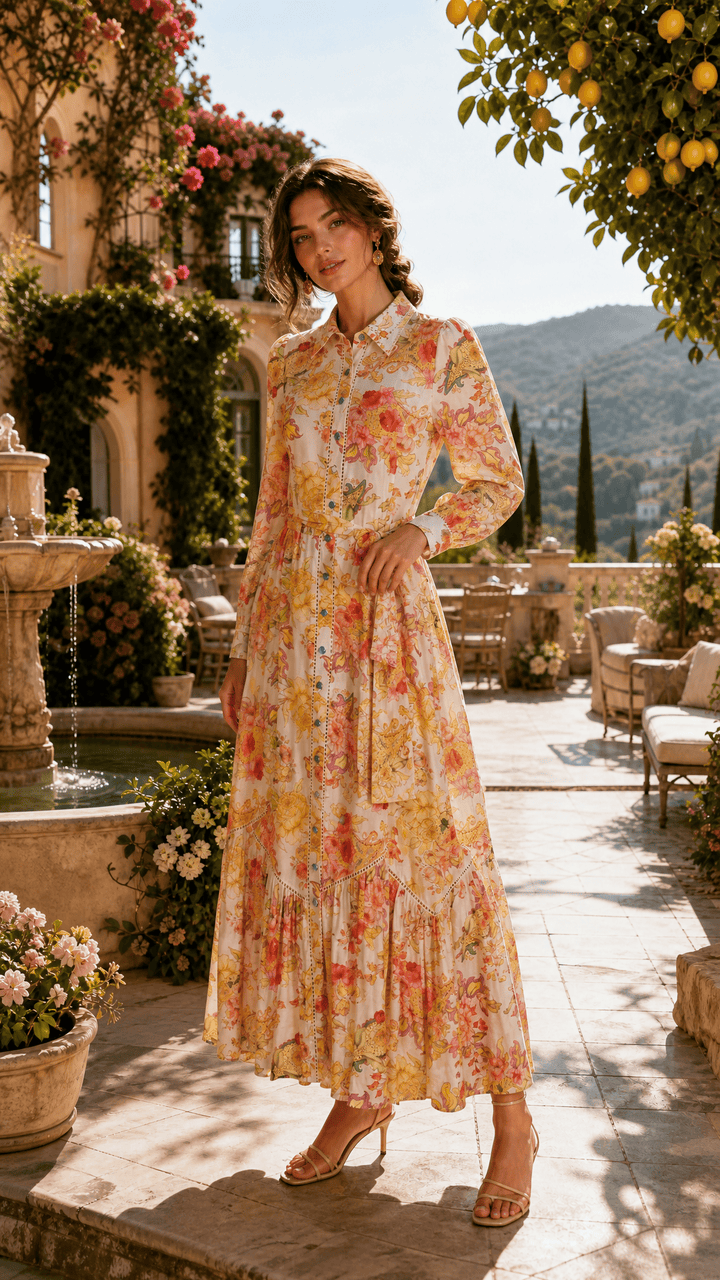 Trench Maxi Dress in Luminous Petal