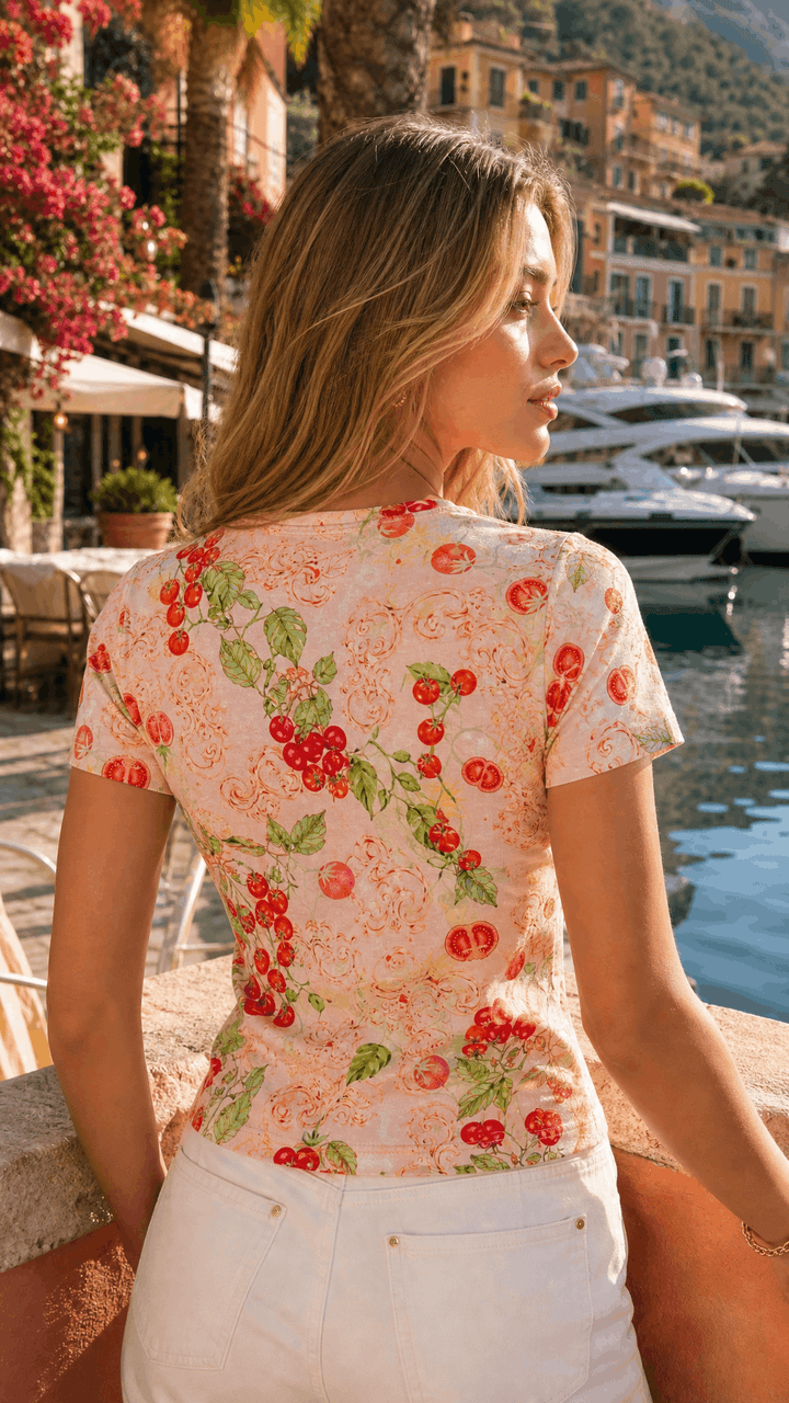 Graphic Tee in Sardinia Tomato Medley