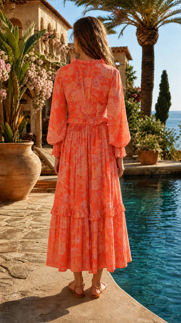 Cropped Split Sleeve Blouse in Sunset Bouquet