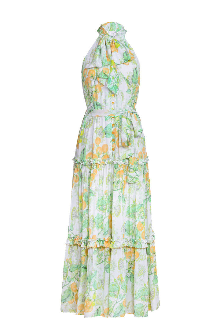 Halter Tie Maxi Dress in Golden Pomme