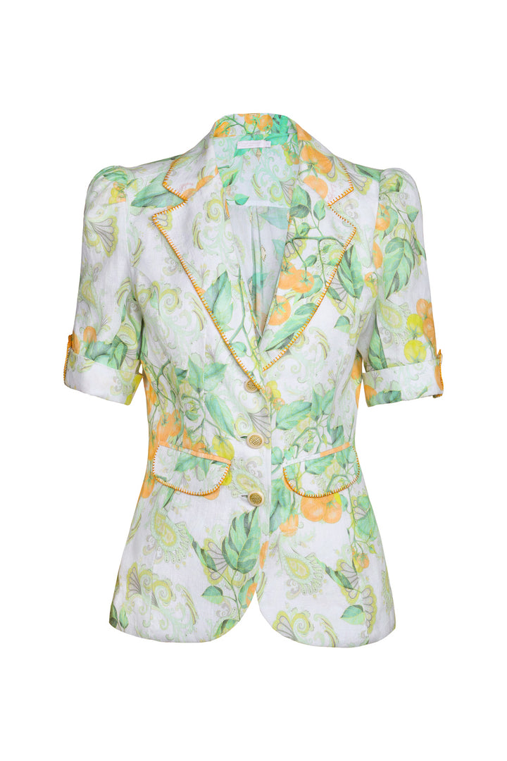Short Sleeve Tailored Blazer in Golden Pomme