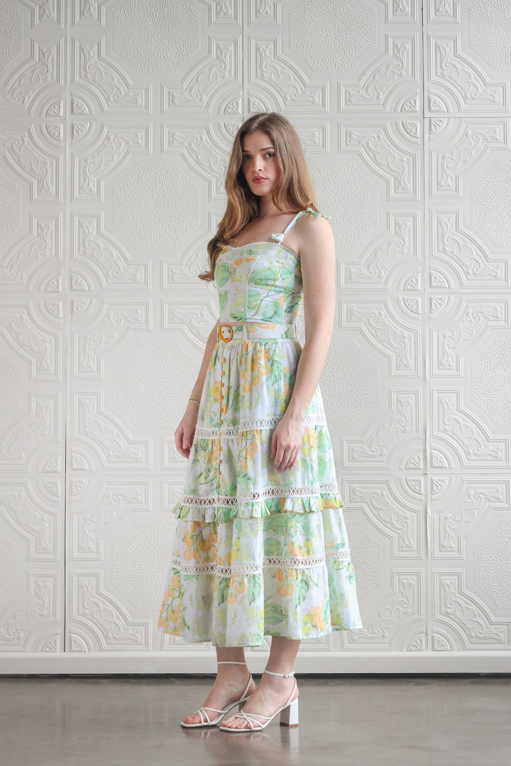 Tiered Maxi Skirt in Golden Pomme