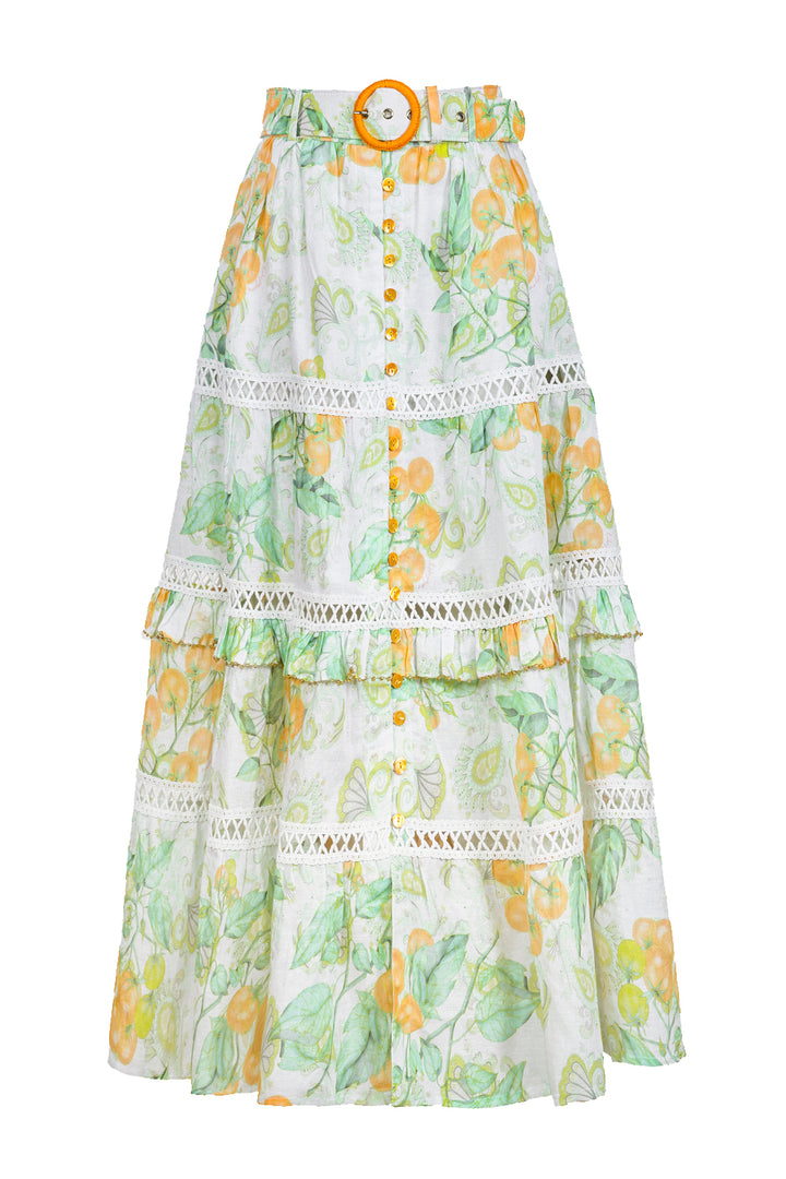 Tiered Maxi Skirt in Golden Pomme