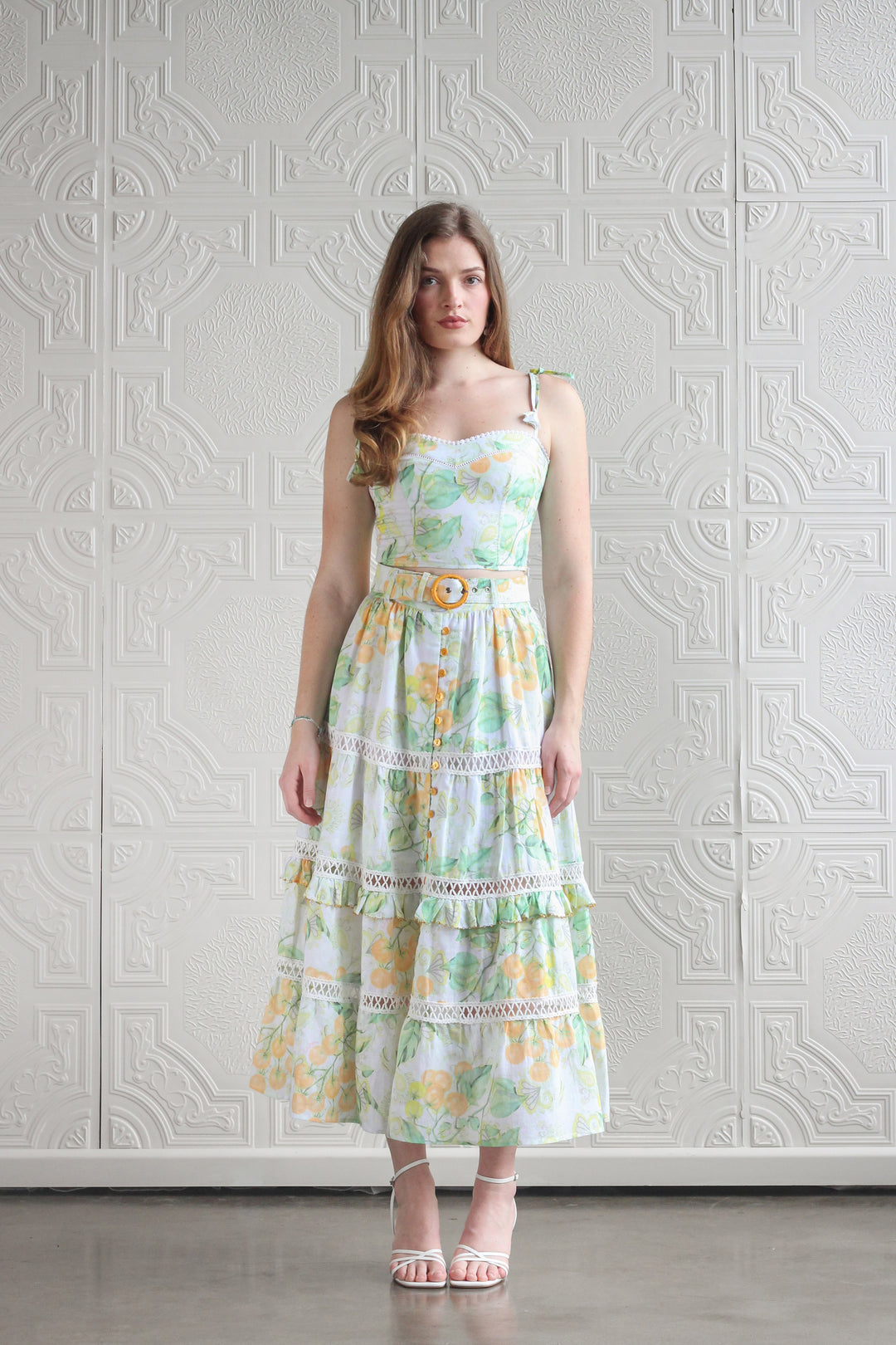 Tiered Maxi Skirt in Golden Pomme