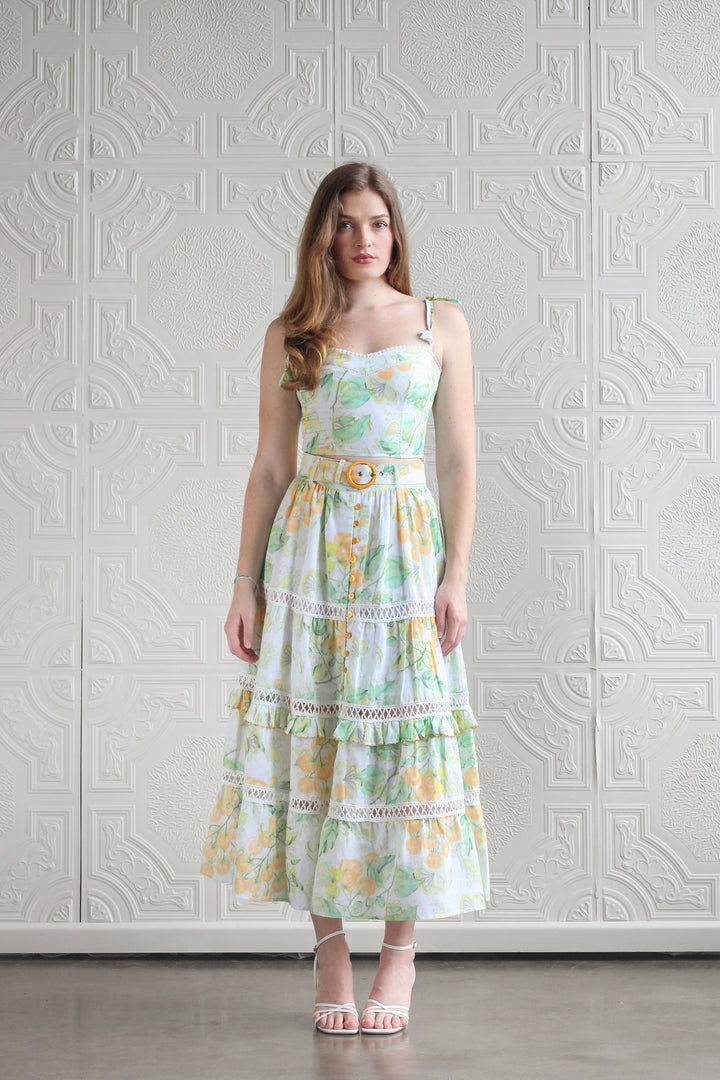 Tiered Maxi Skirt in Golden Pomme