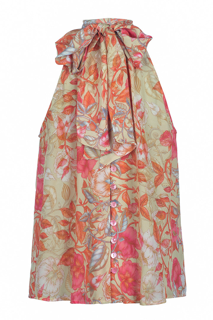 Halter Blouse in Olive Grove