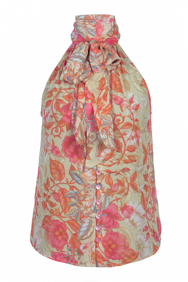 Halter Blouse in Olive Grove