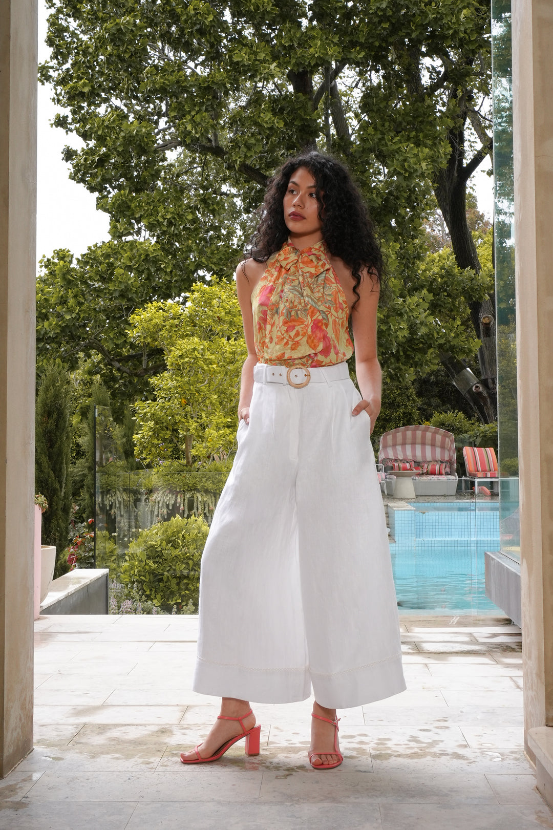 Halter Blouse in Olive Grove