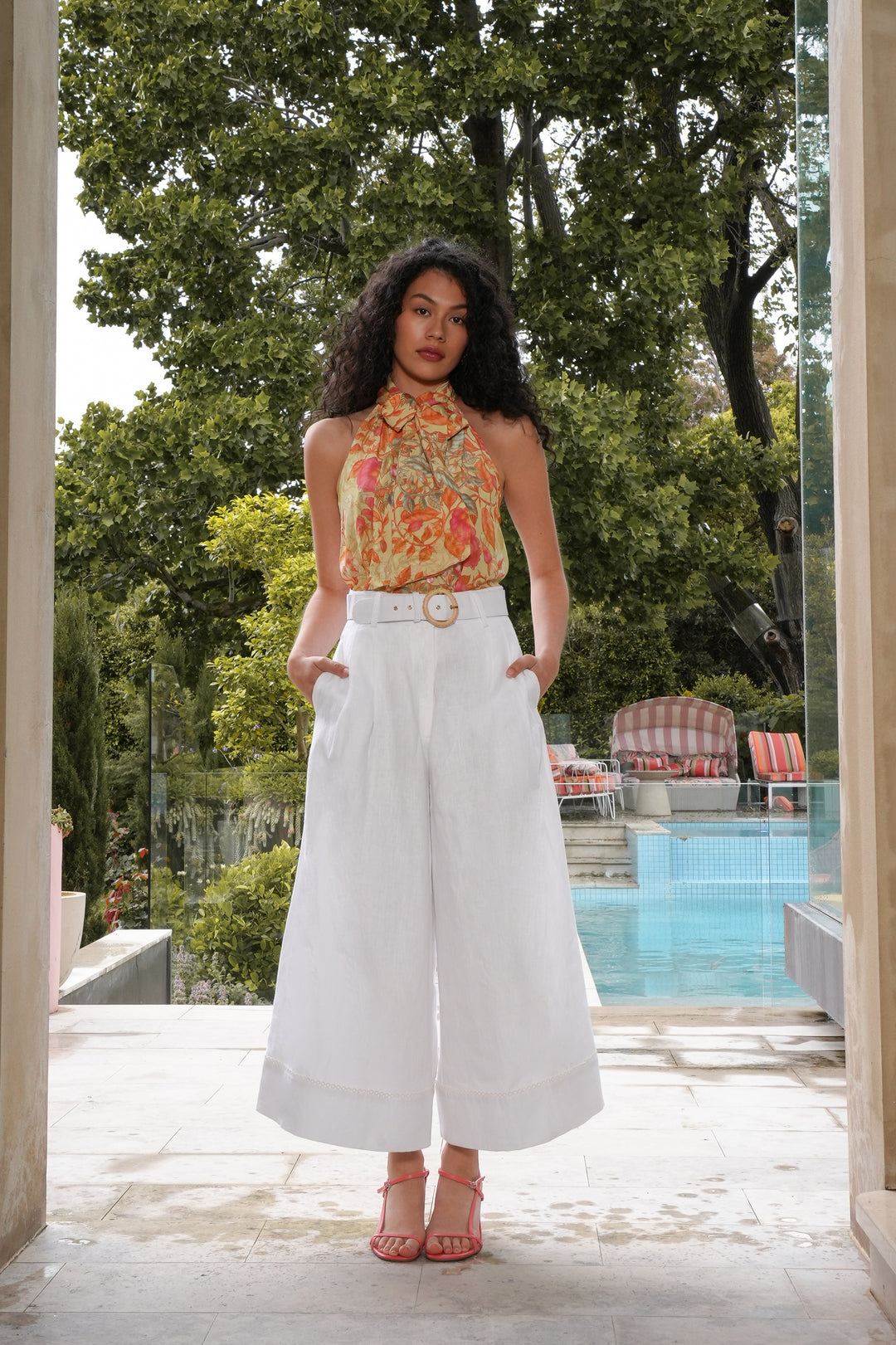 Halter Blouse in Olive Grove