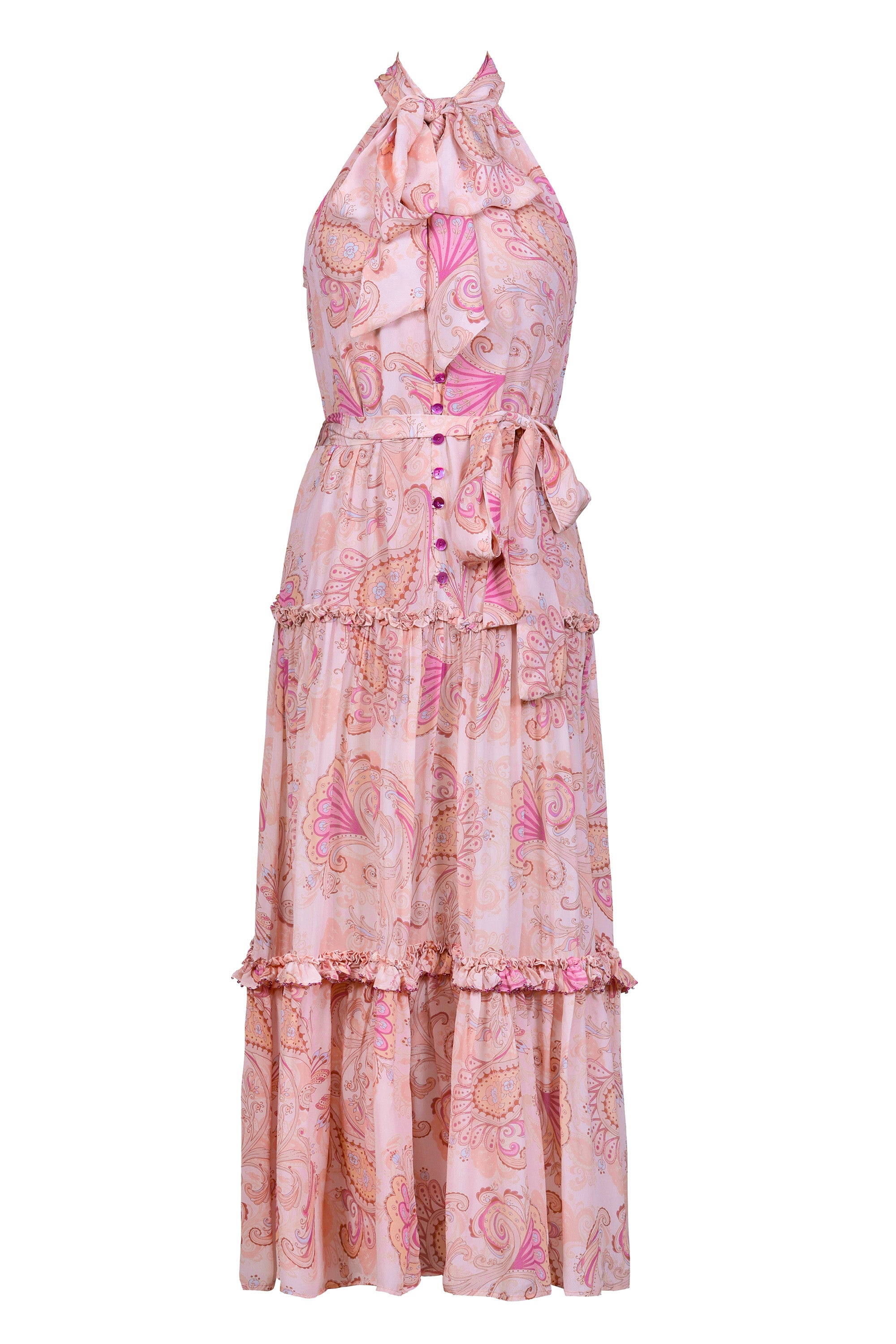 Halter Tie Neck Dress in Soft Florentine | – Lulu Zagame