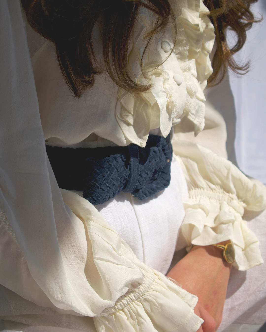 Serena Braided Suede Belt in Navy