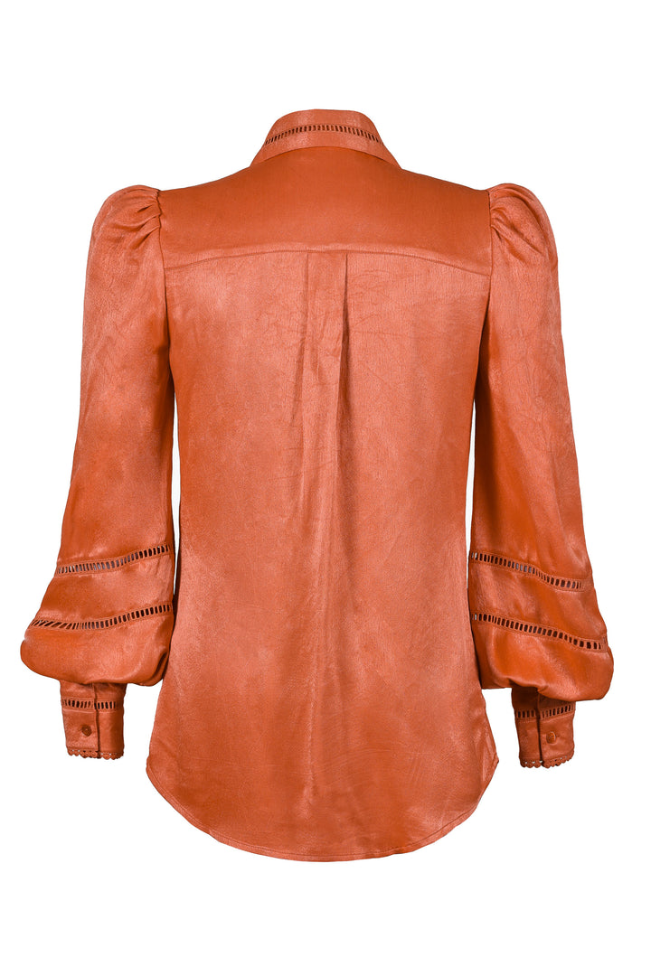 Lantern Sleeve Blouse in Orange Flame