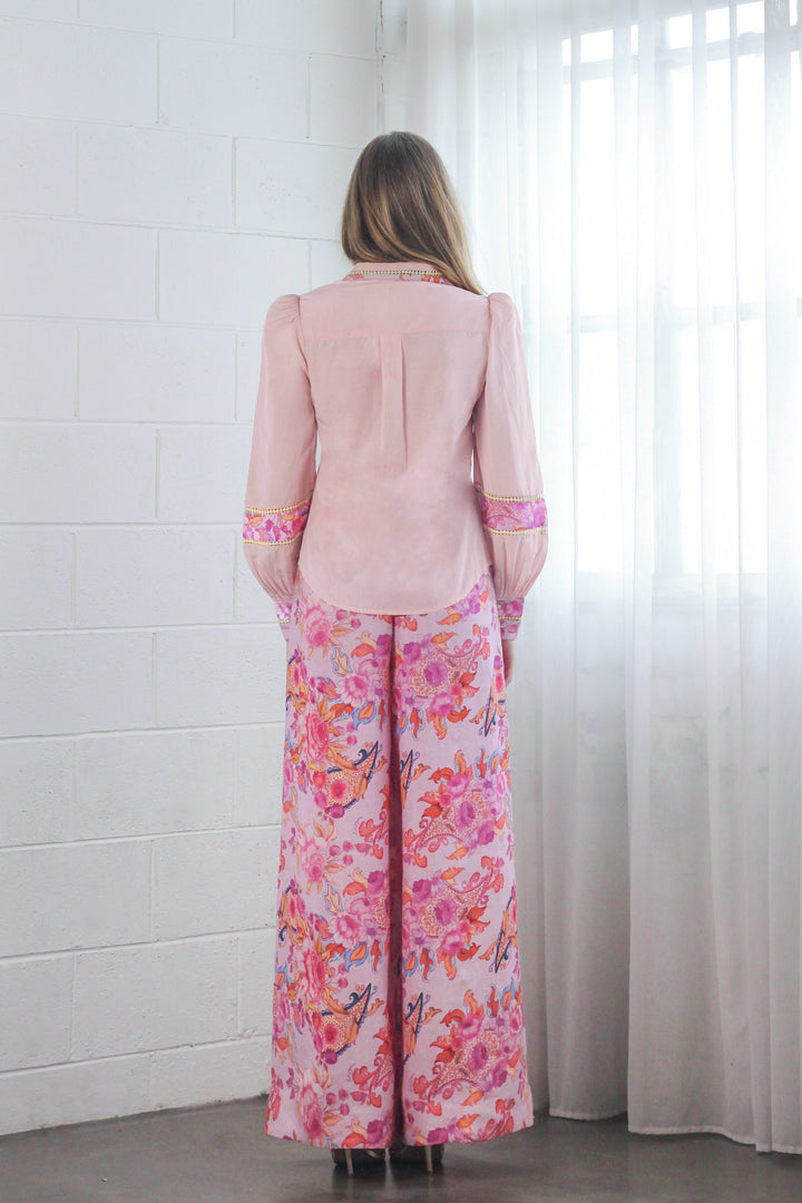 Lantern Sleeve Blouse in Violet Harmony