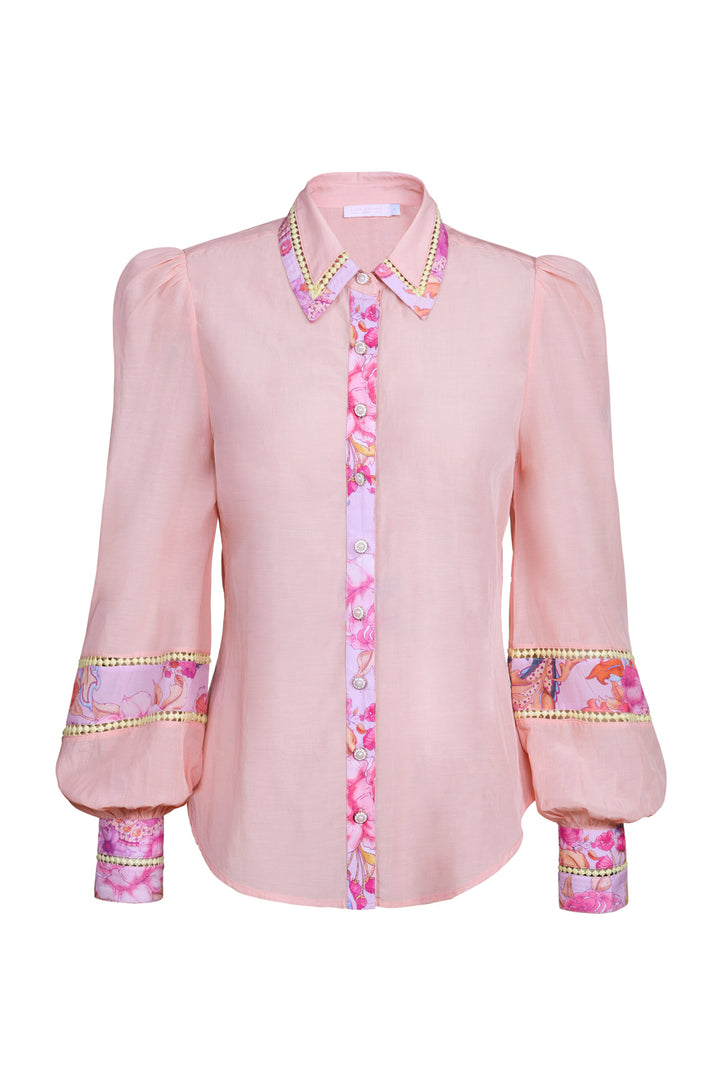 Lantern Sleeve Blouse in Violet Harmony