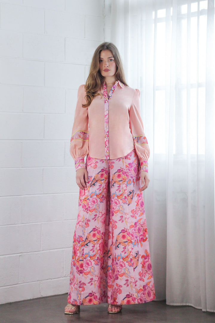 Lantern Sleeve Blouse in Violet Harmony