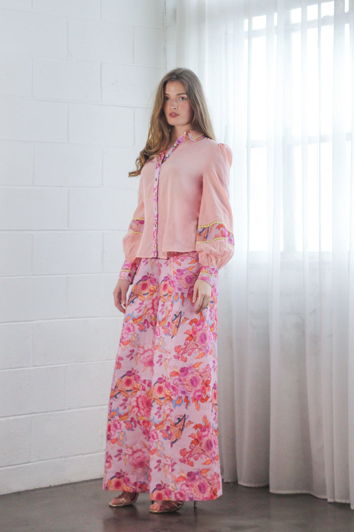 Lantern Sleeve Blouse in Violet Harmony