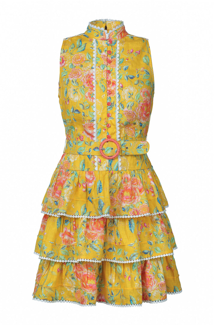Layered Mini Dress in Citrus Bloom