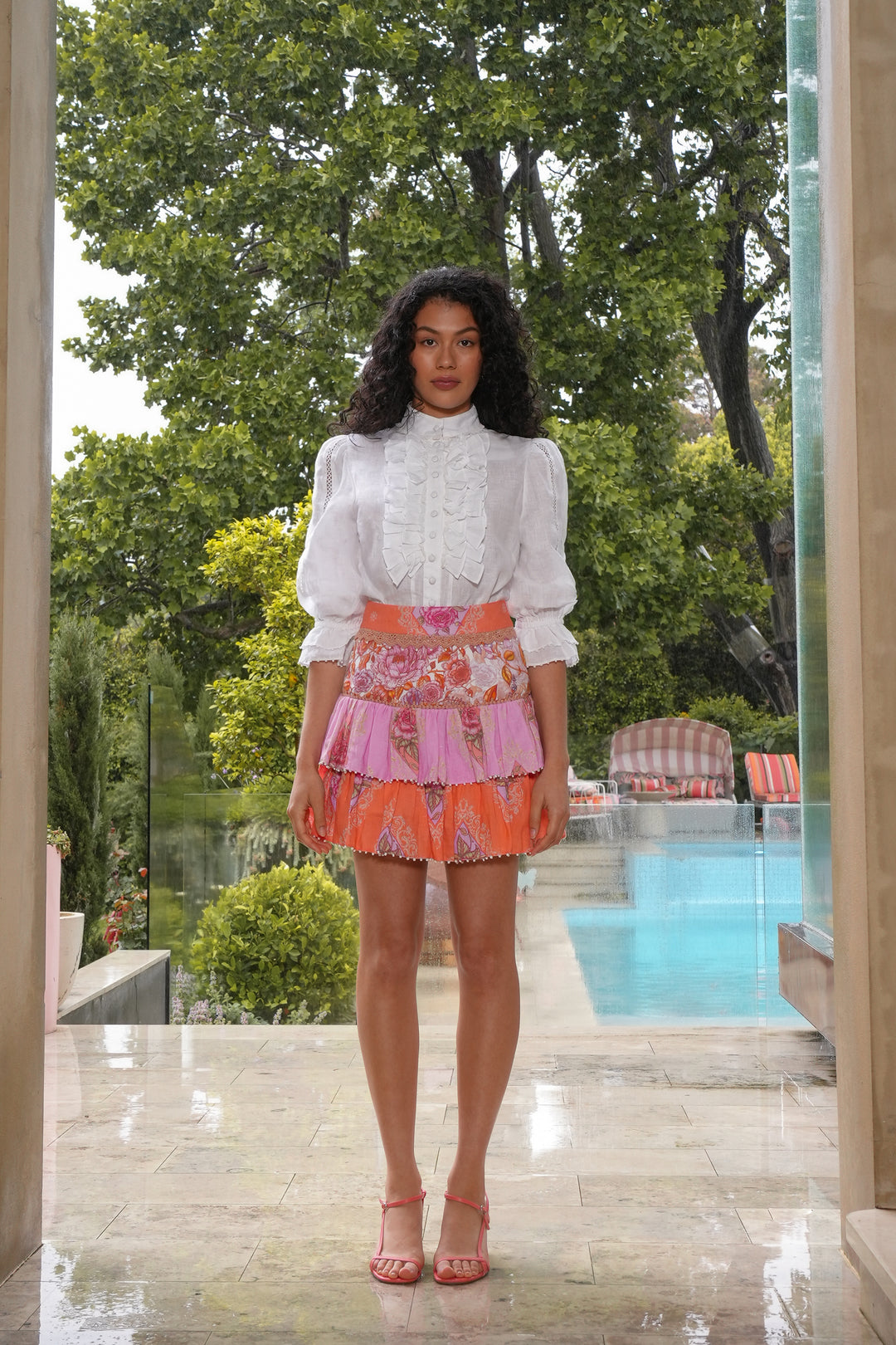 Layered Mini Skirt in Jardin Bouquet