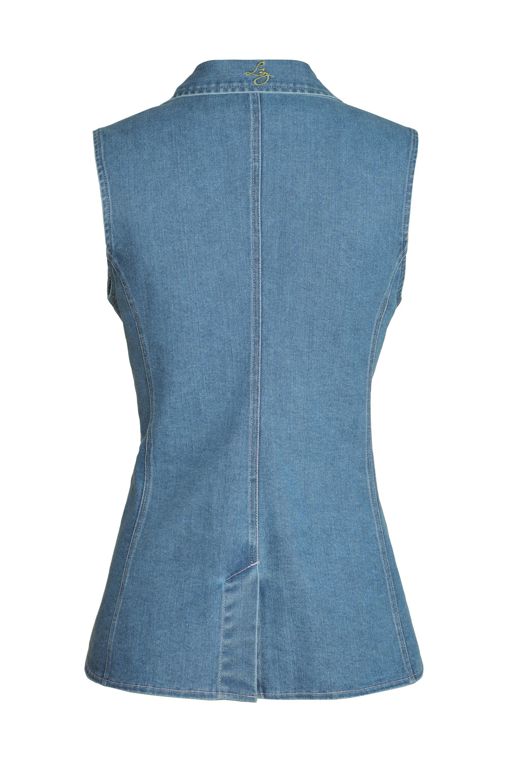 Sleeveless Blazer in Light Wash