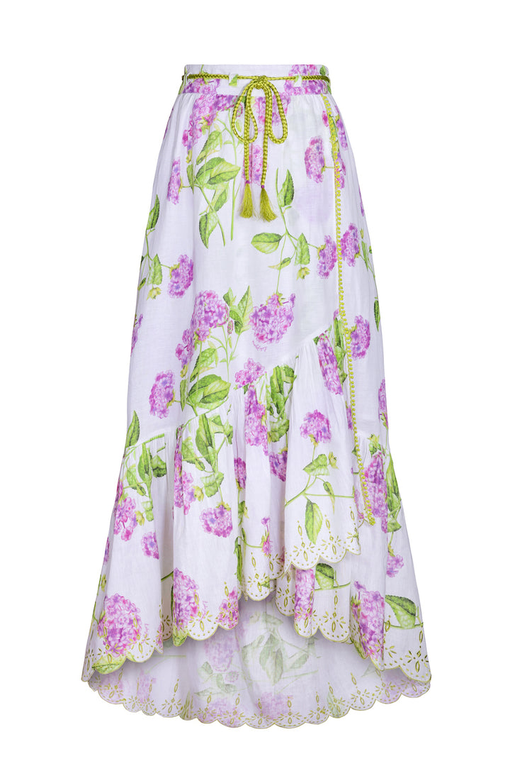 Banded Wrap Skirt in Lilac Flora