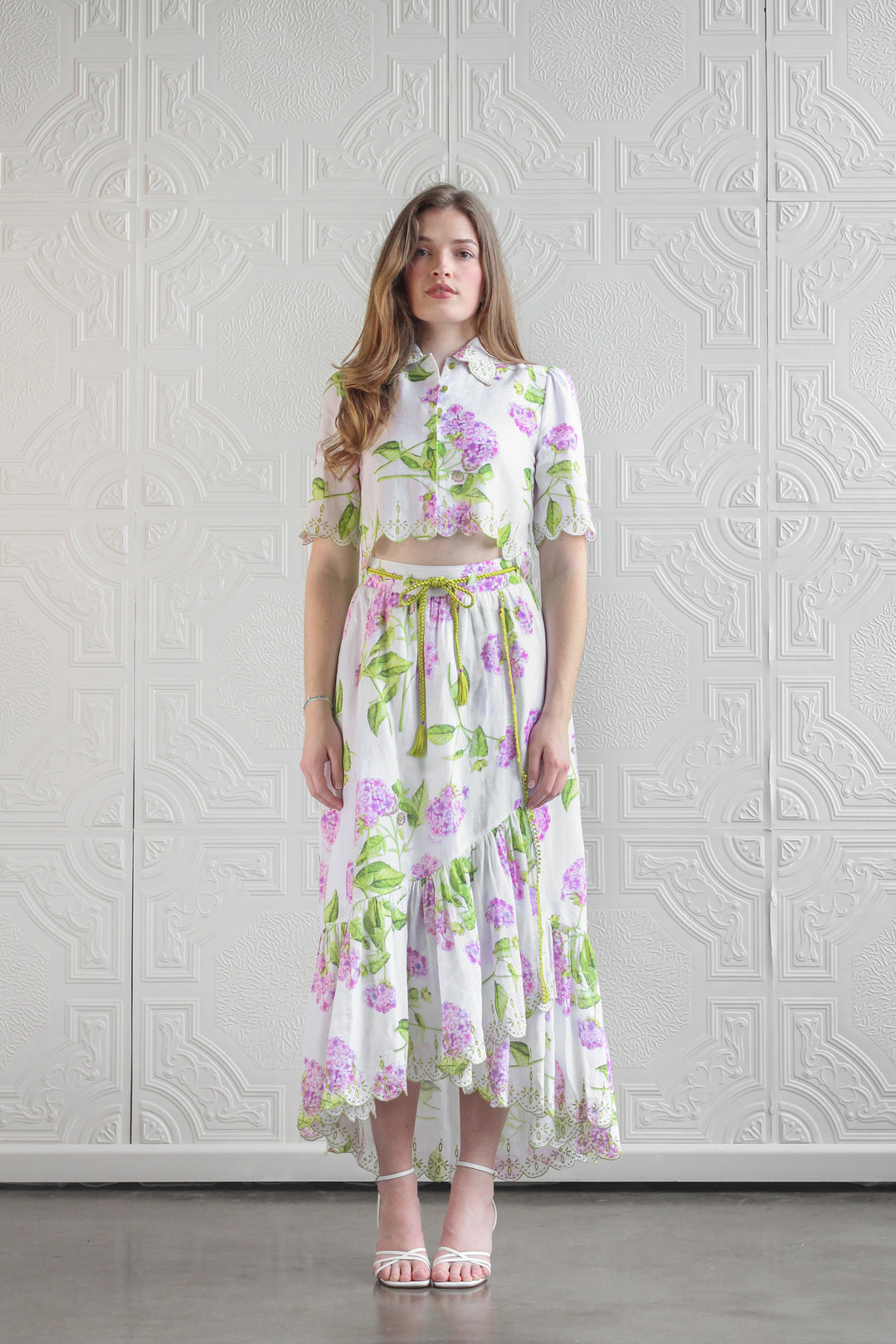 Banded Wrap Skirt in Lilac Flora