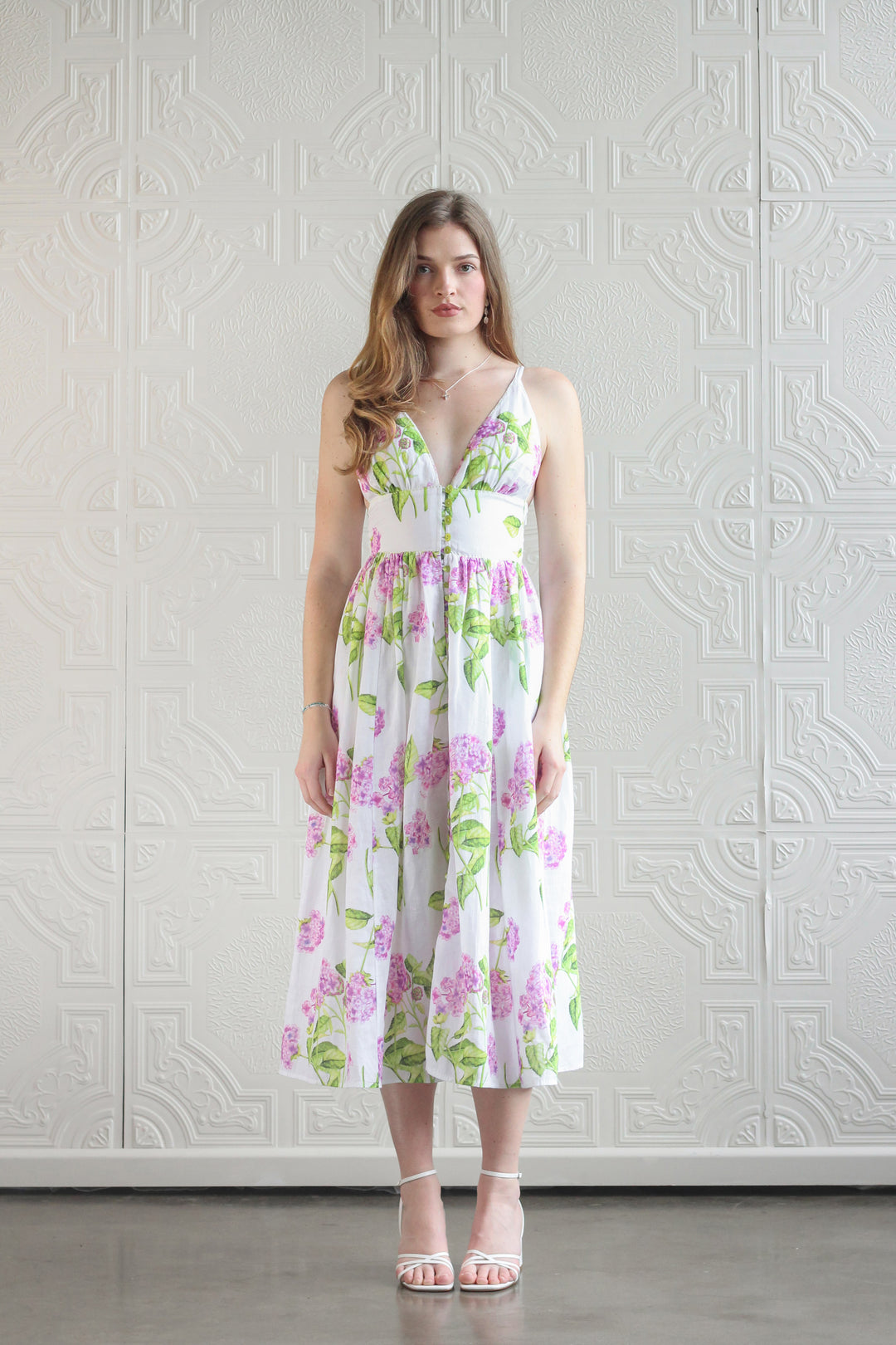 Bralet Midi Dress in Lilac Flora