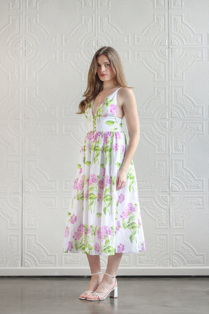 Bralet Midi Dress in Lilac Flora
