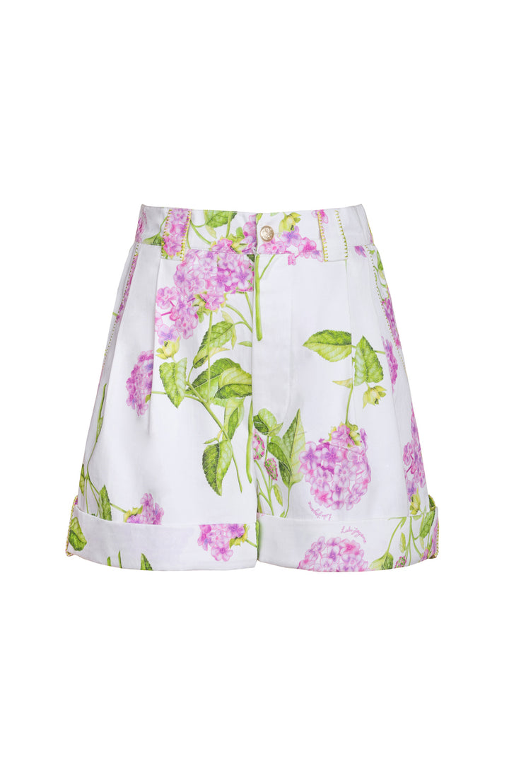 Button Shorts in Lilac Flora