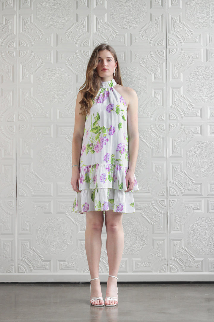 Halter Mini Dress in Lilac Flora