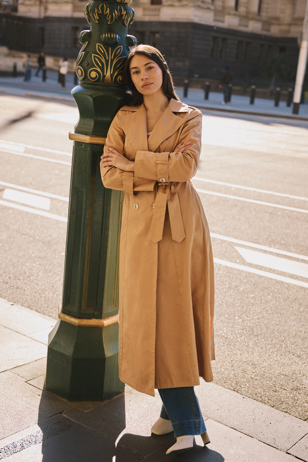 Longline Trench Coat in Bronze