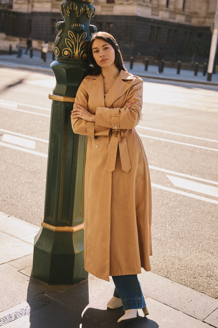 Longline Trench Coat in Bronze