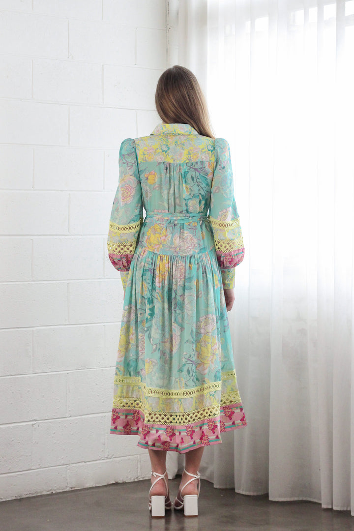 Maxi Shirt Dress in Rose Azure