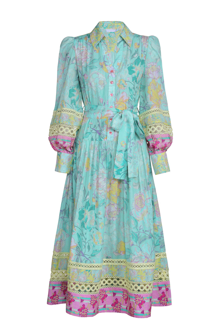 Maxi Shirt Dress in Rose Azure