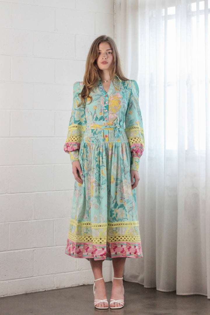 Maxi Shirt Dress in Rose Azure
