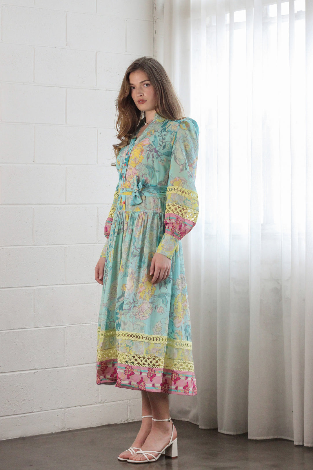 Maxi Shirt Dress in Rose Azure