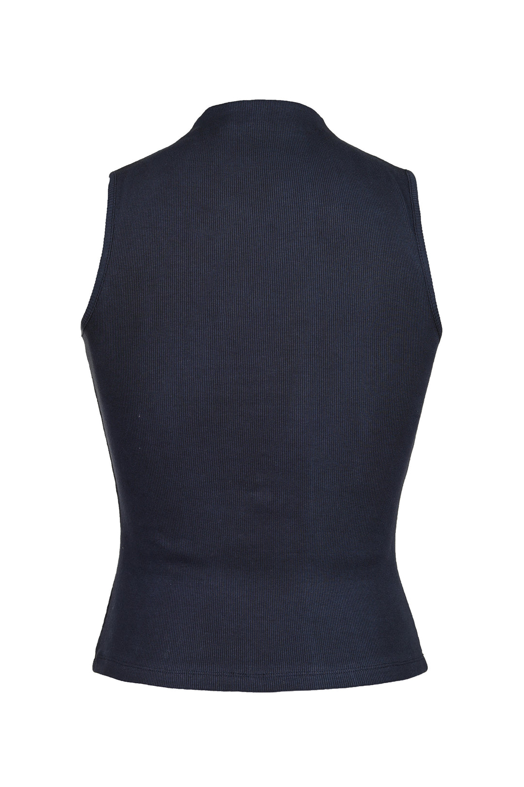 Mock Neck Sleeveless Tee in Navy