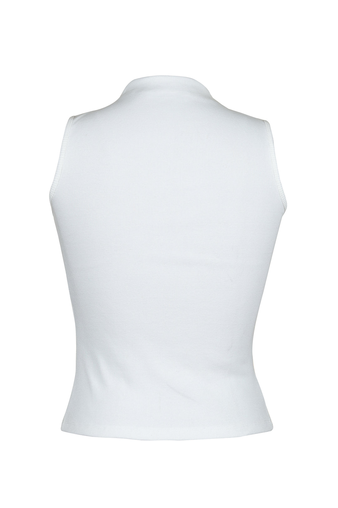 Mock Neck Sleeveless Tee in White