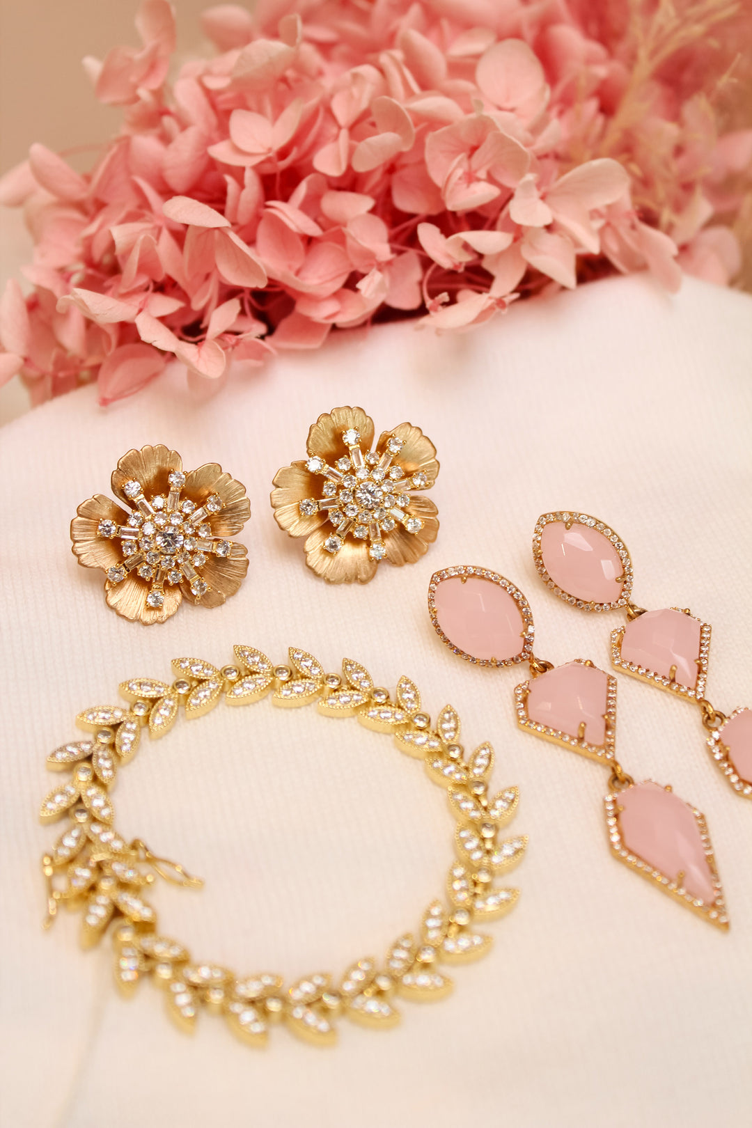 Stephanie Browne | Pink Champagne Semi Precious Earrings in Gold