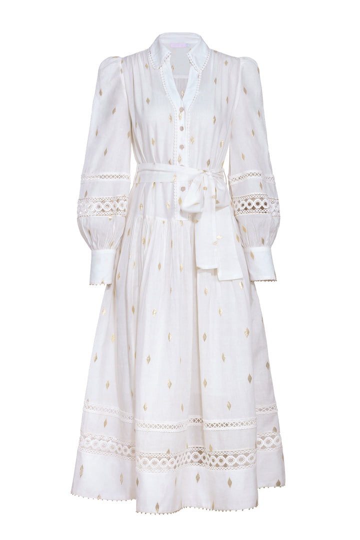 Trench Maxi Dress in Off White